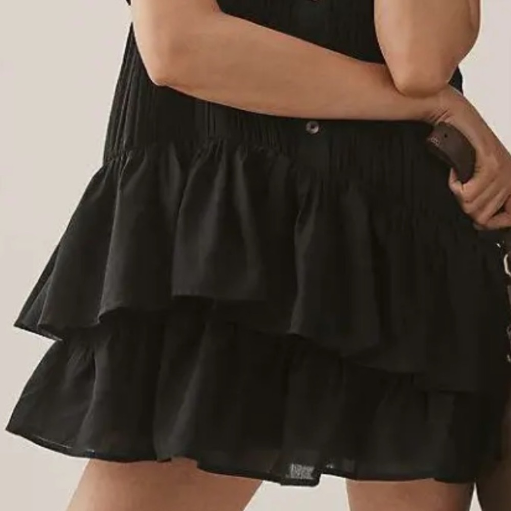 Anthropologie Sleeveless Ruffle Mini Shirt Dress Black Button Cotton Collar NWOT - Picture 5 of 13